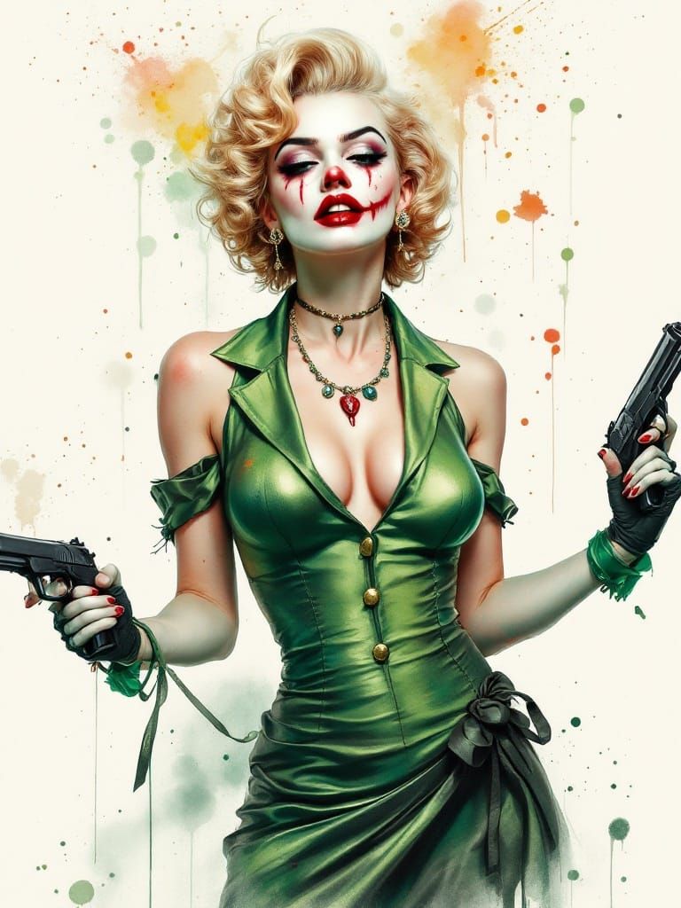 Vibrant Watercolor Jokeress Unleashes Chaos