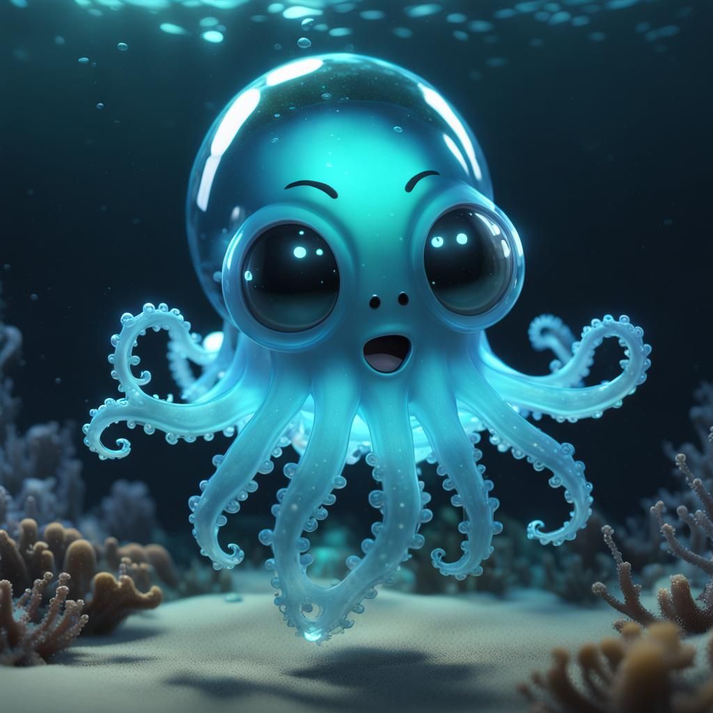 Surreal Underwater Encounter: A Shimmering Ghost Plays with....