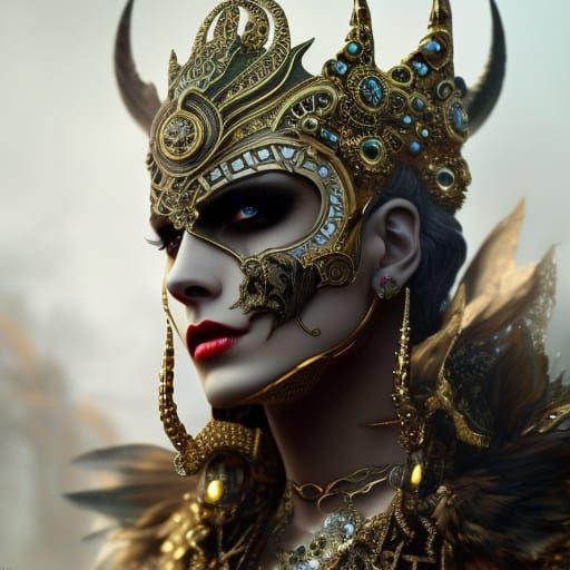 Majestic Skull with Jewel Crown, Hyperrealistic Art