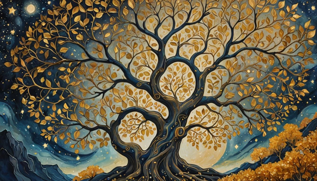 Gustav Klimt-Inspired Tree of Life Painting