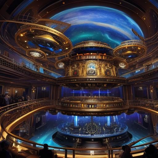 Steampunk Cruise Ship in Cosmic Space