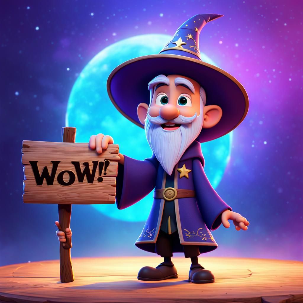 Enchanted Wizard Emits Wonder in Bright, Gradient Background