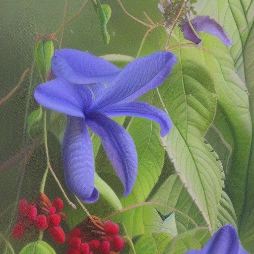 Whimsical Botanical Masterpiece in Oil Painting Style