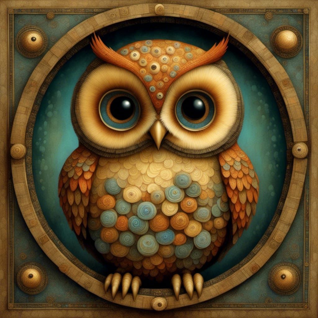 Whimsical Cute Owls in a Dreamlike Landscape