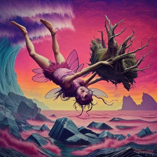 Upside Down Topsy Turvy Fairy in Creepy Hurricane Storm
