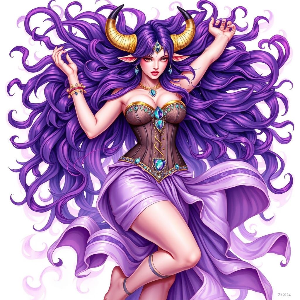 Ethereal Taurus Goddess with Bull-Like Strength and Feminine...