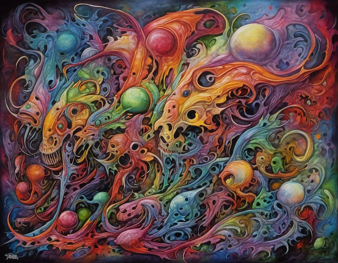 Surrealist Street Art Masterpiece in Hypercolor, High Contra...