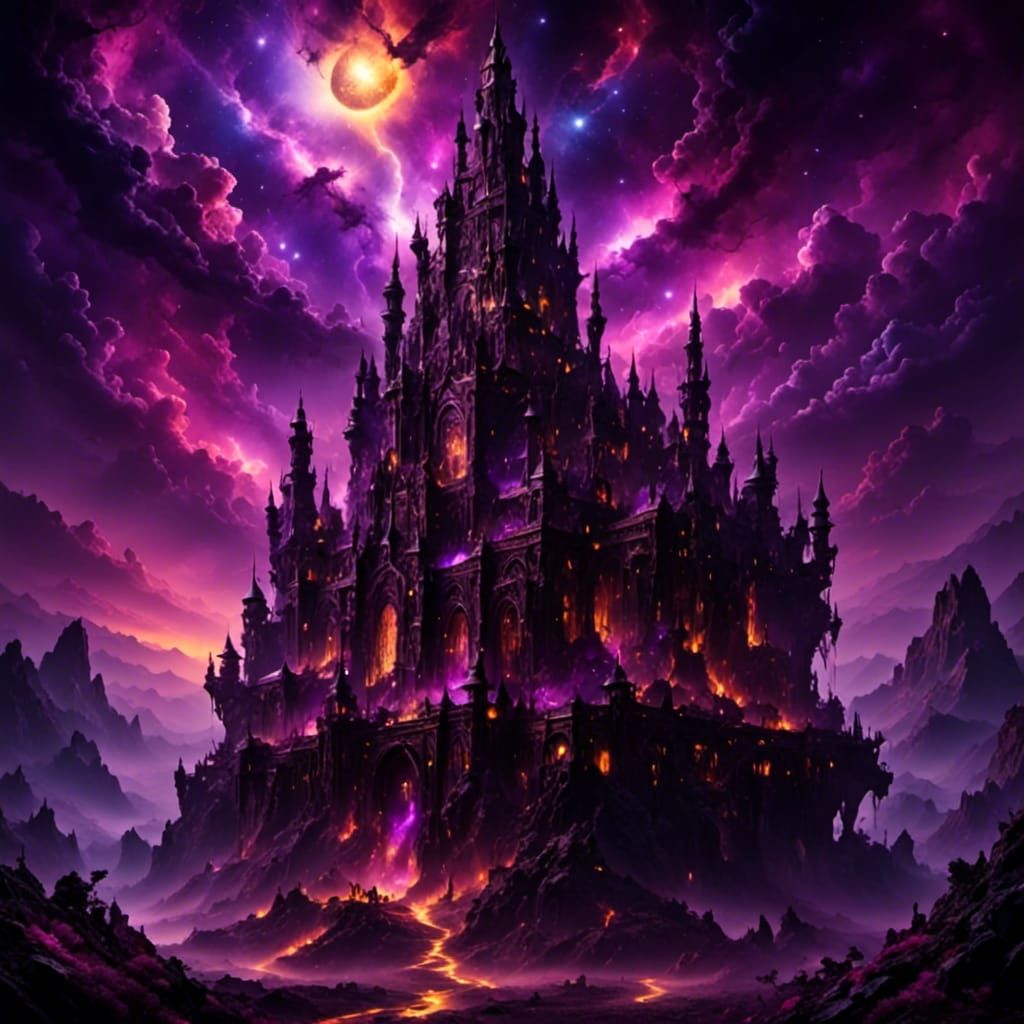 Surreal Cosmic Dreamscapes in Electric Violet