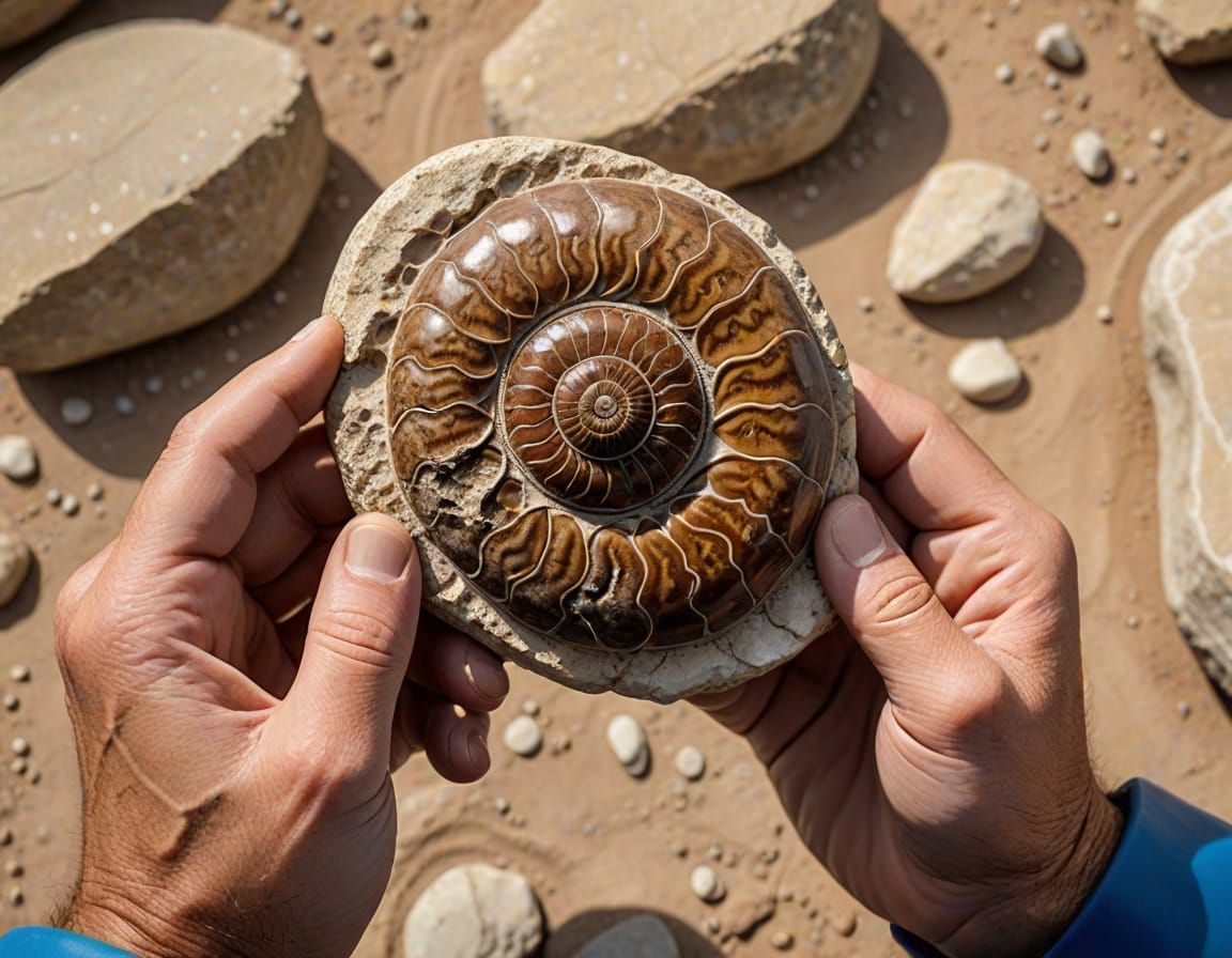 Archeologist Reveals Ammonite Fossil Within Cracked Rock
