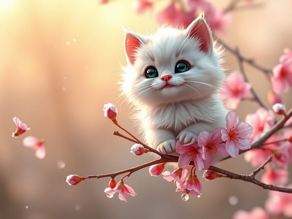 Whimsical Kitten in Pastel Paradise