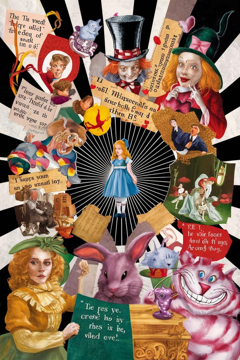 Whimsical Wonderland Collage in Mixed Media Style