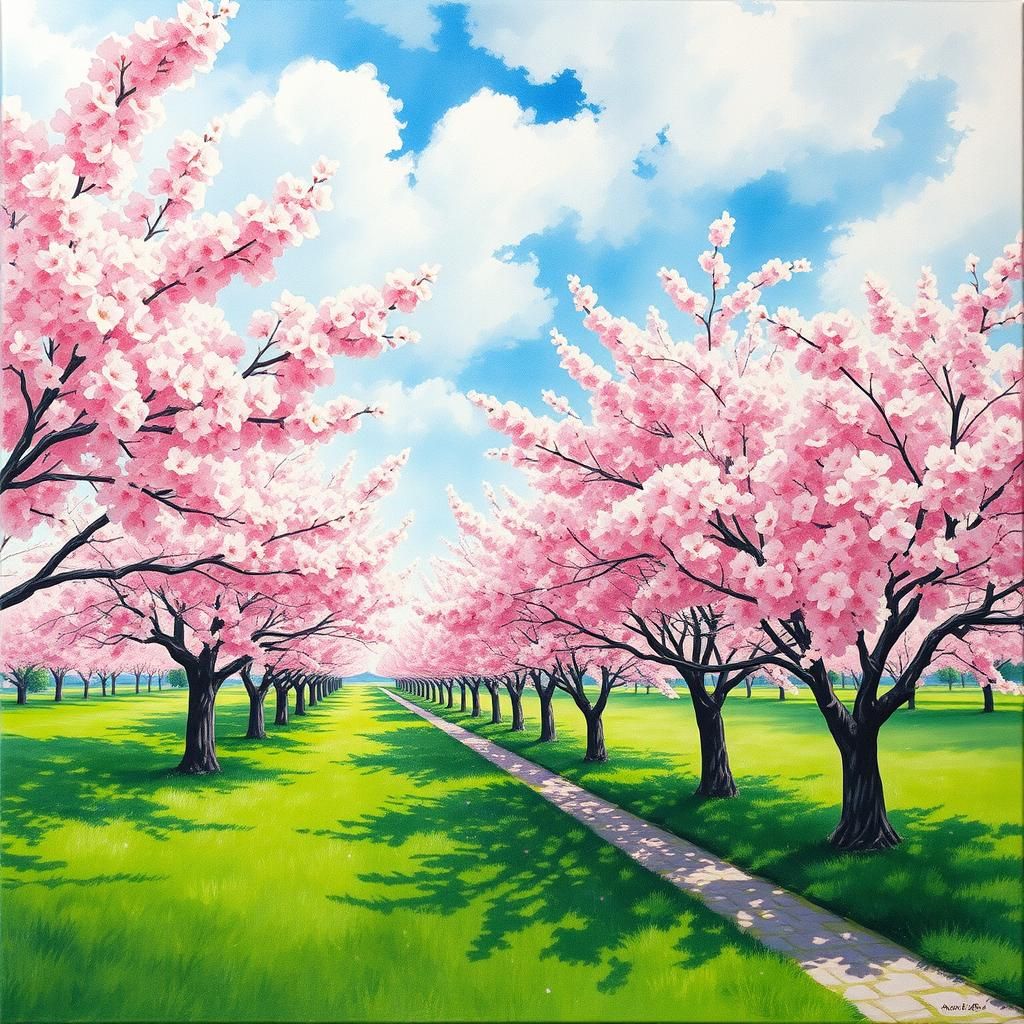 Impressive Impressionist Cherry Blossom Masterpiece with Thi...