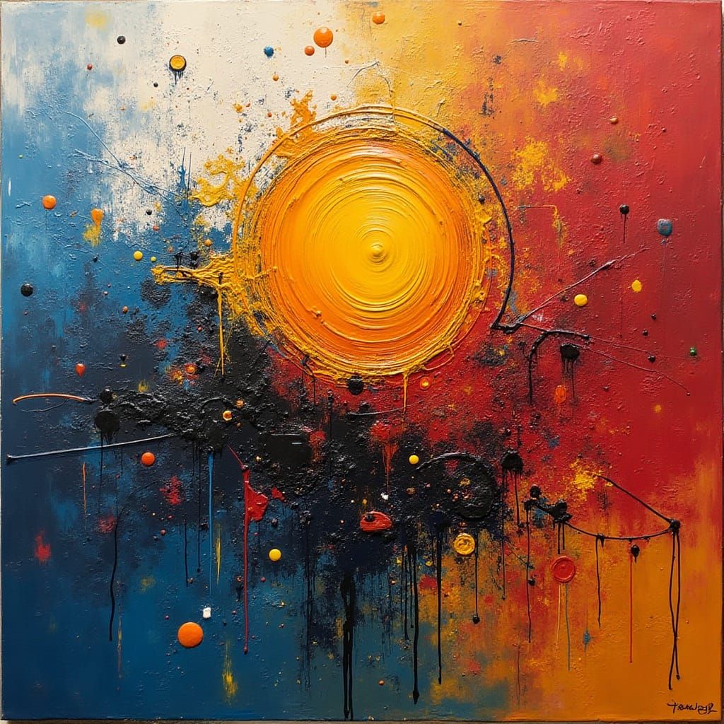 Abstract Expressionist Masterpiece in Vibrant Colors