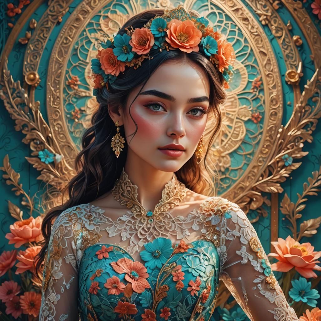 Pop Art Portrait of a Stunning Bride in Opulent Attire