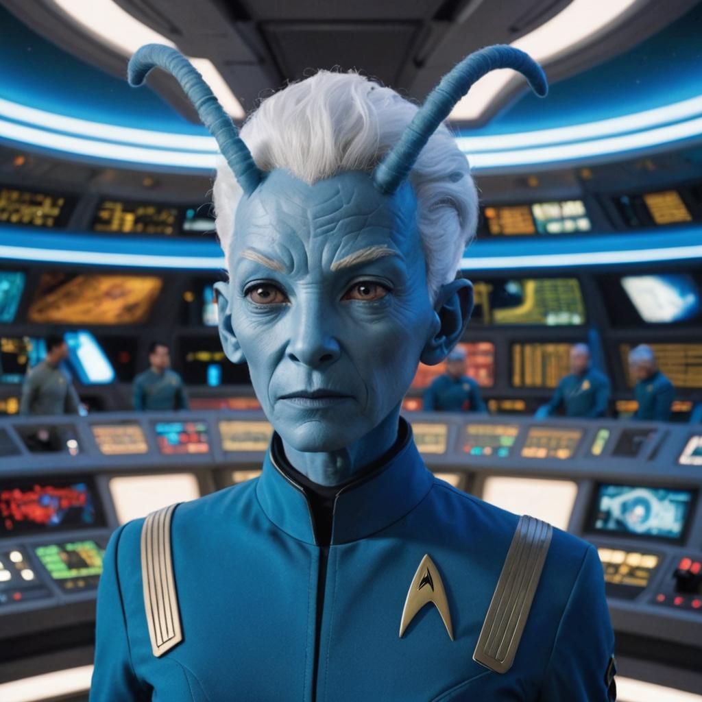 Alien Starfleet Officer with Antennae in Uniform