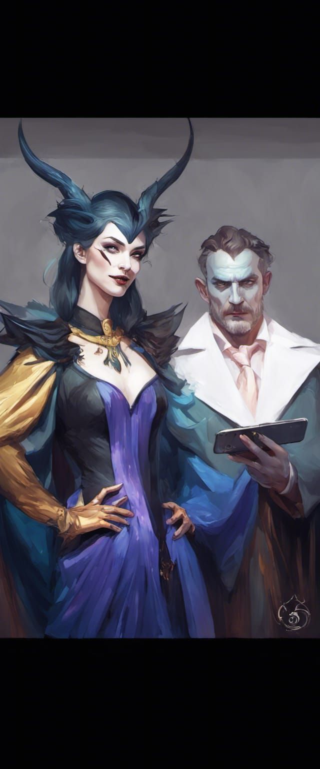 Maleficent and Disney Selfie in Epic Concept Art Style