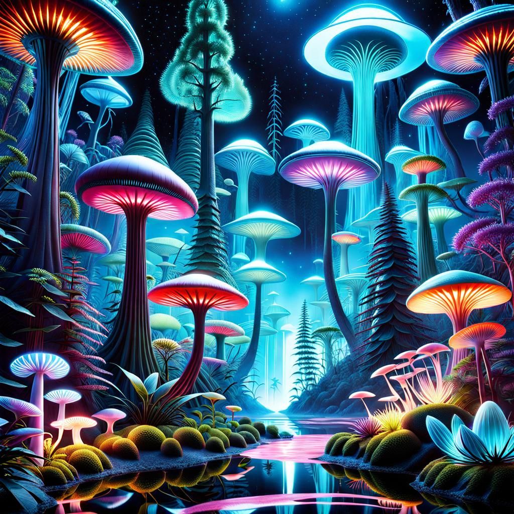 Ethereal Alien Landscape in Vibrant Colors