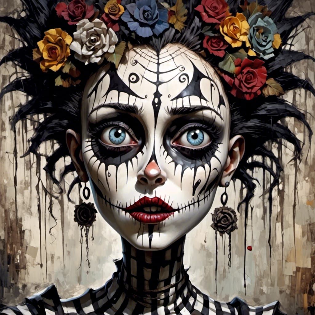 Surreal Whimsy Death Mask Portrait