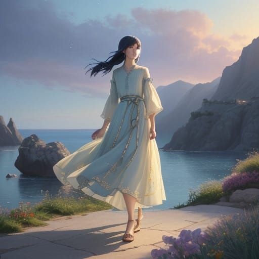 Surreal Delfi-Inspired Anime Dress in Vibrant, Iridescent Co...