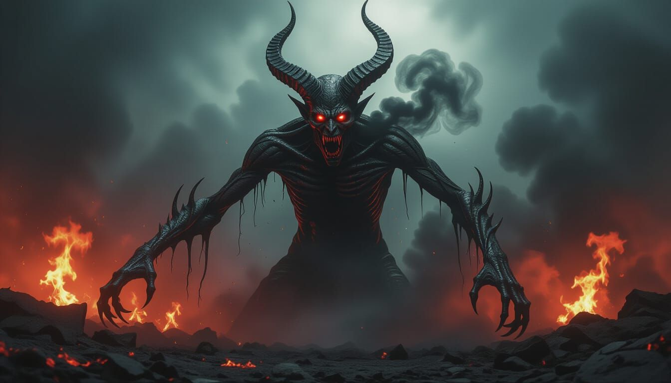 Terrifying Demon Emerges from Hellish Shadows