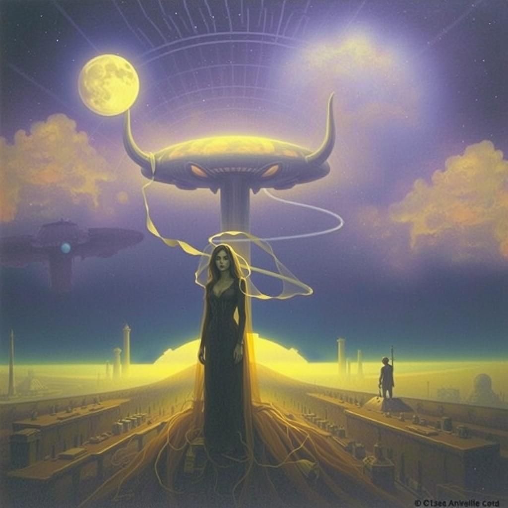 Majestic Goddess in Futuristic Realism