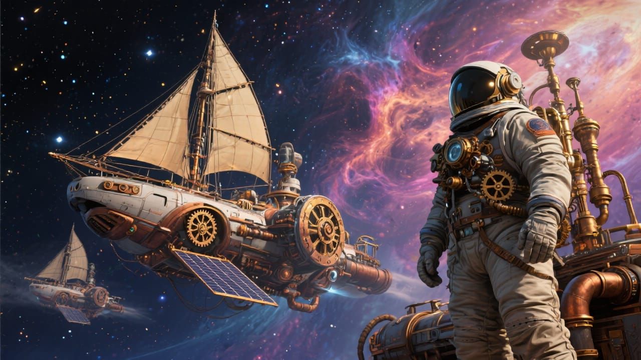 Steampunk Solar Sail Ships Explore the Cosmos