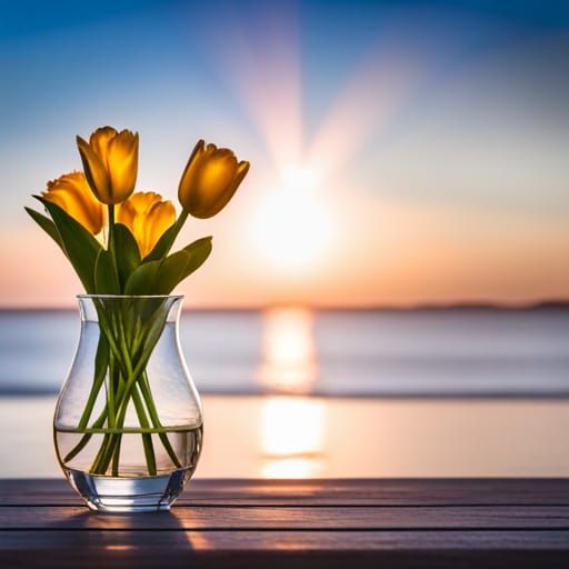 Tulips in Crystal Vase at Golden Hour