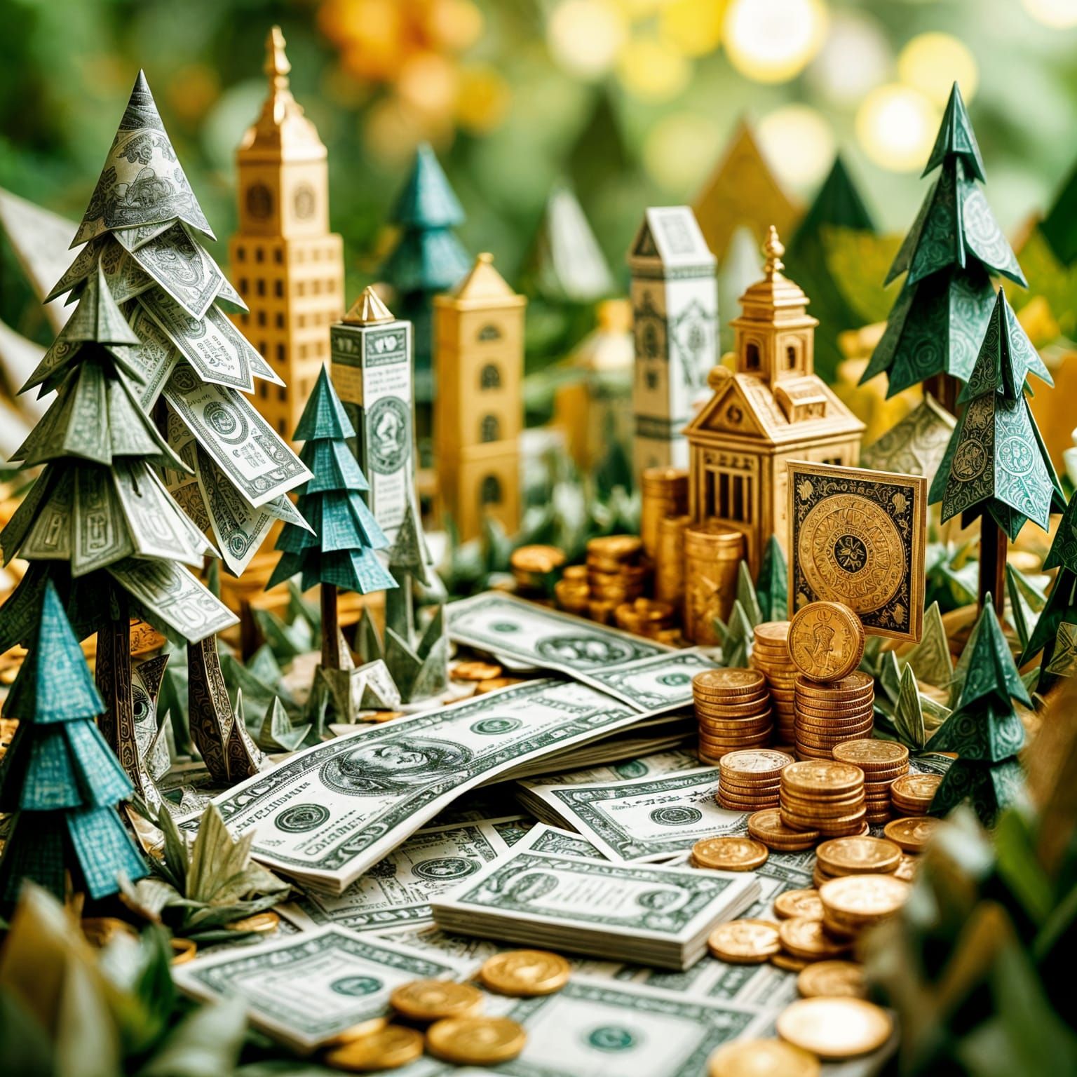 Surreal World Crafted Entirely From Money