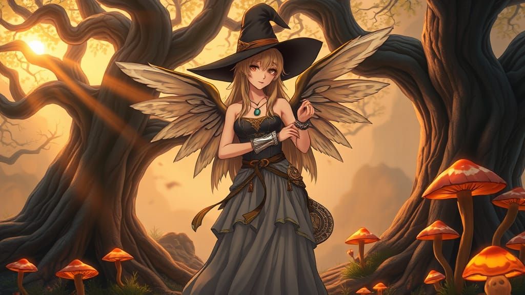 Mystical Forest Witch in Studio Trigger Style