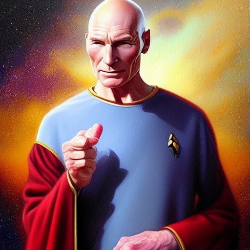 Captain Picard in Divine Oil Painting