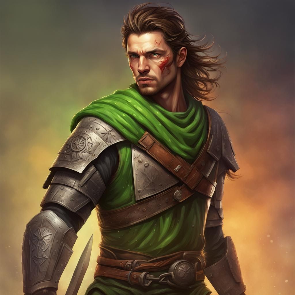 Hyperrealistic Warrior in Dramatic Mid Shot