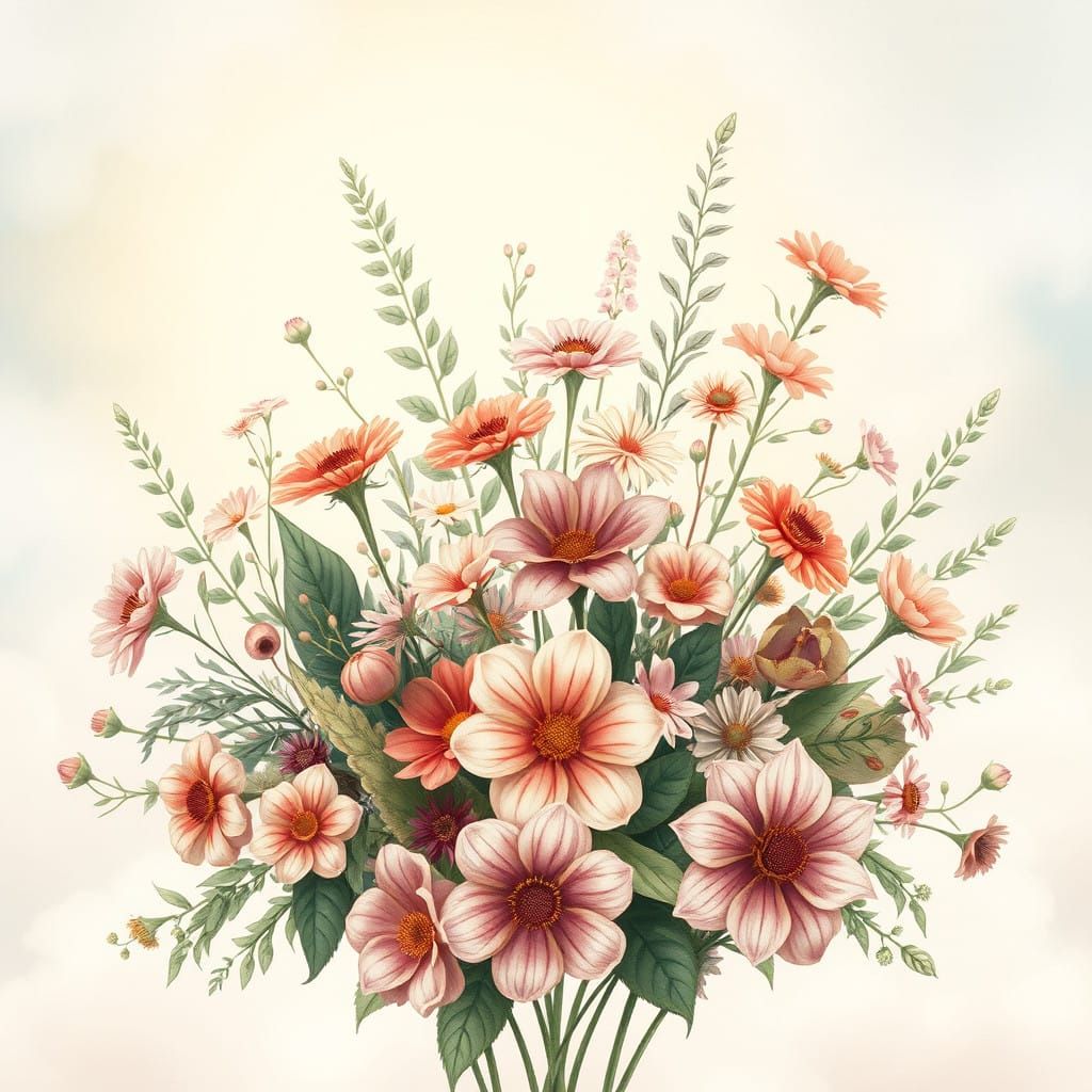 Surreal Whimsical Floral Illustration