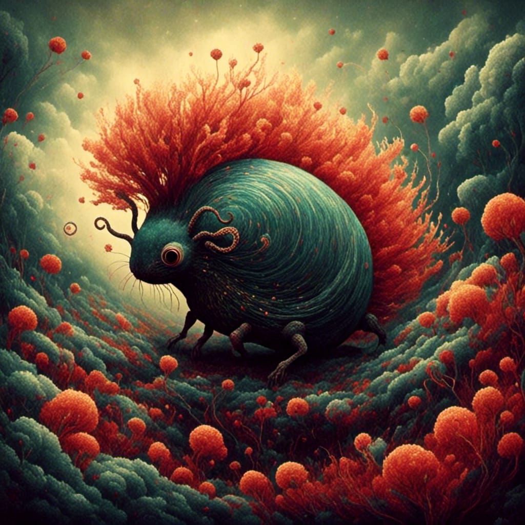 Vibrant Stormscape with Iridescent Cicadas