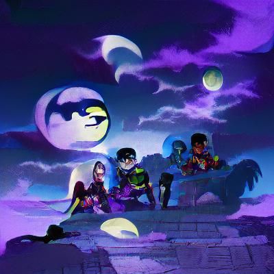 Teen Titans by Moonlight in Vibrant Digital Art