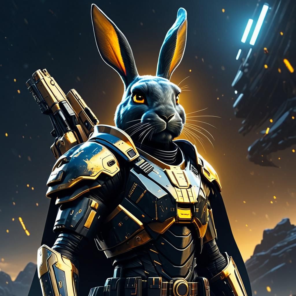 Cosmic Bounty Hunter Black Rabbit in Sci-Fi Armor