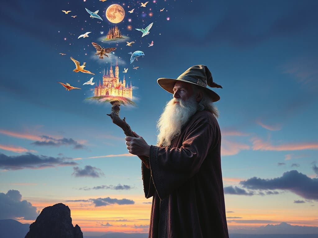 Wizard Conjures Dreamscape of Castles, Oceans, and Creatures