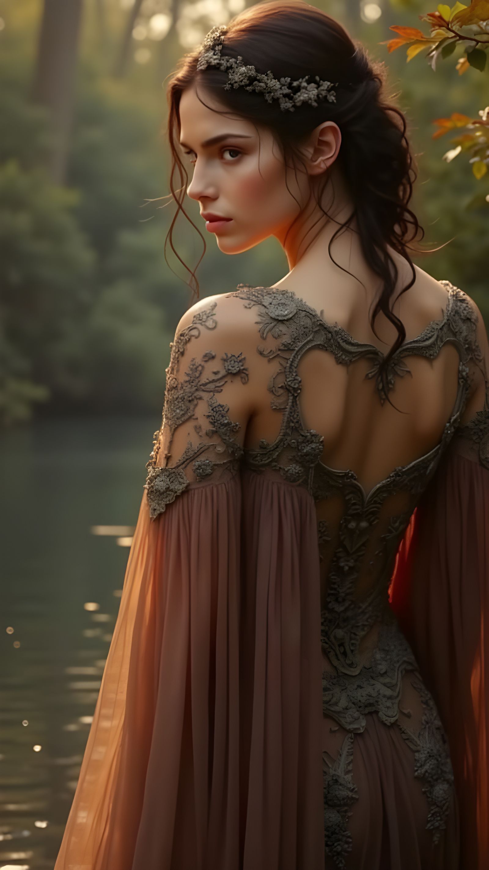 Surreal River Goddess with Intricate Design and Hyperrealist...