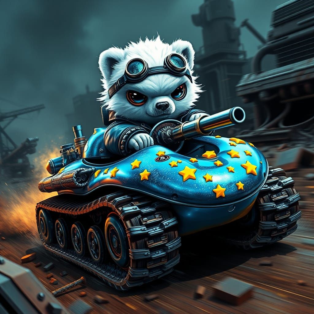 High-Speed Polar Bear Alien Tank Rages Through Ruined Wastel...