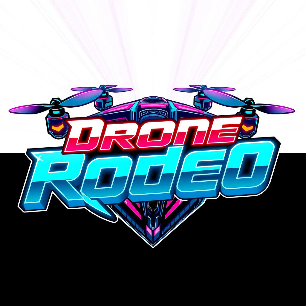 Futuristic Drone Rodeo Logo in Cyberpunk Anime Style