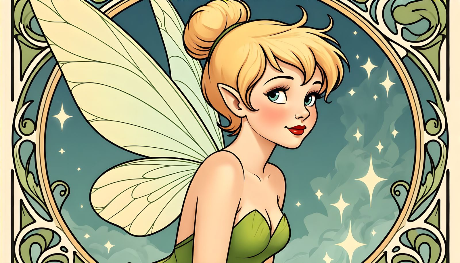 Tinkerbell Portrait in Art Nouveau Style