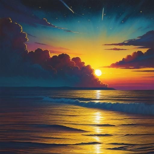 Golden Sunset with Tear of Light