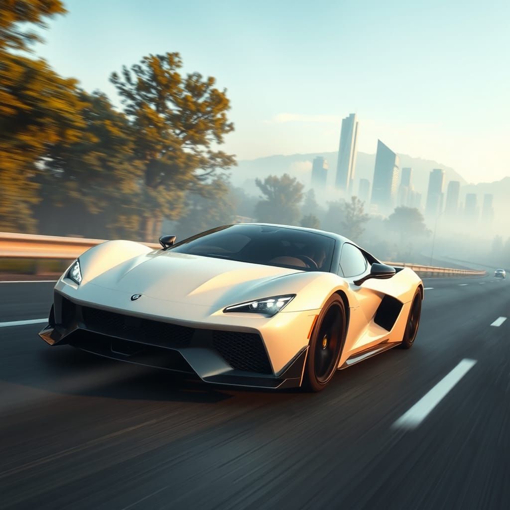 Hyper-Realistic Morning Drive Scene in 3D Game Style