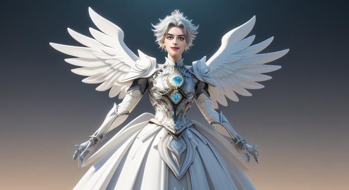 Hyperrealistic 3D Rendering of a Techno Angel