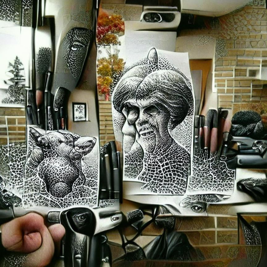 Surreal Doppelgänger Stiple Artwork