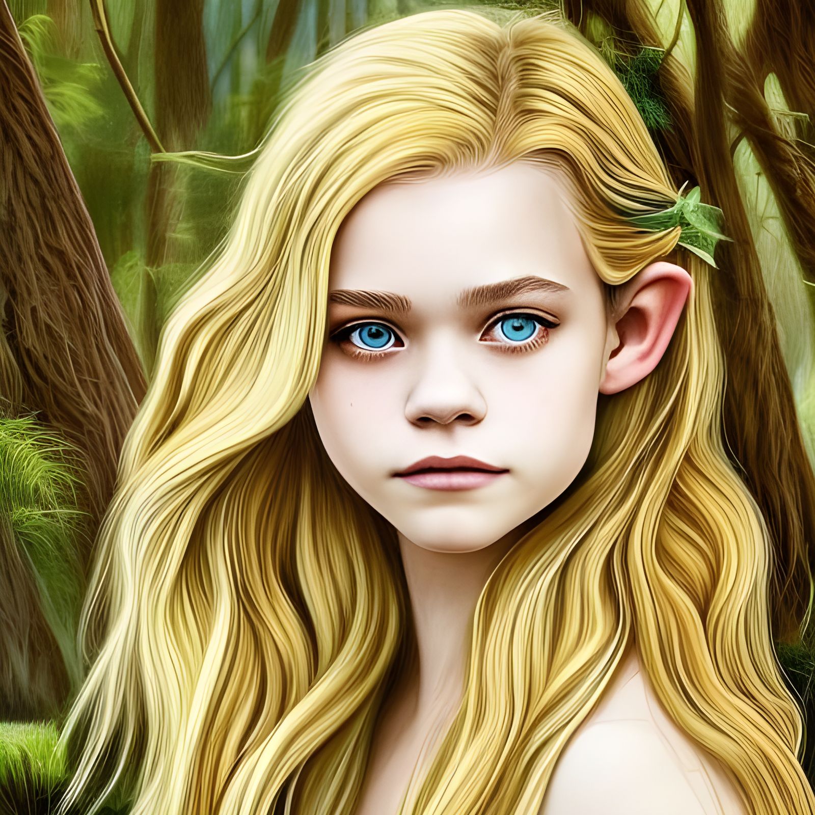 Fantasy Portrait of an Ethereal Goddess in a Forest Glade
