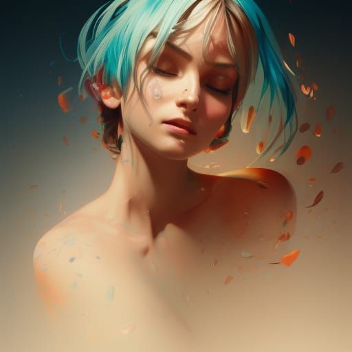 Whimsical Pixie Portrait Inside a Sparkling Bottle in Triadi...