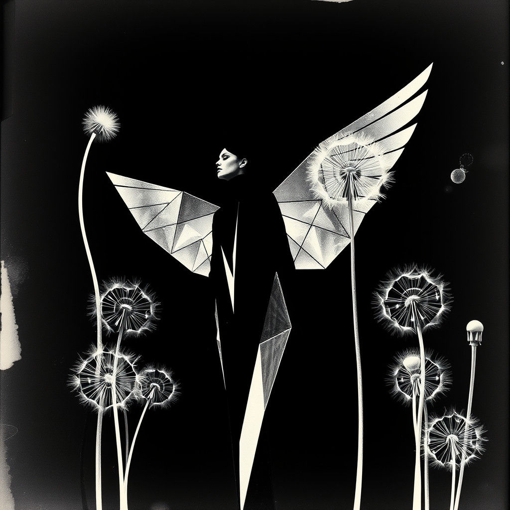 Surrealist Winged Figure in Avant-Garde Cabaret Style