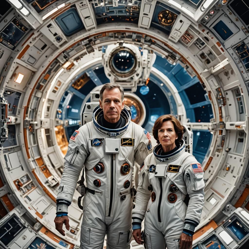 Confident Astronauts Stand Before Futuristic Spaceship
