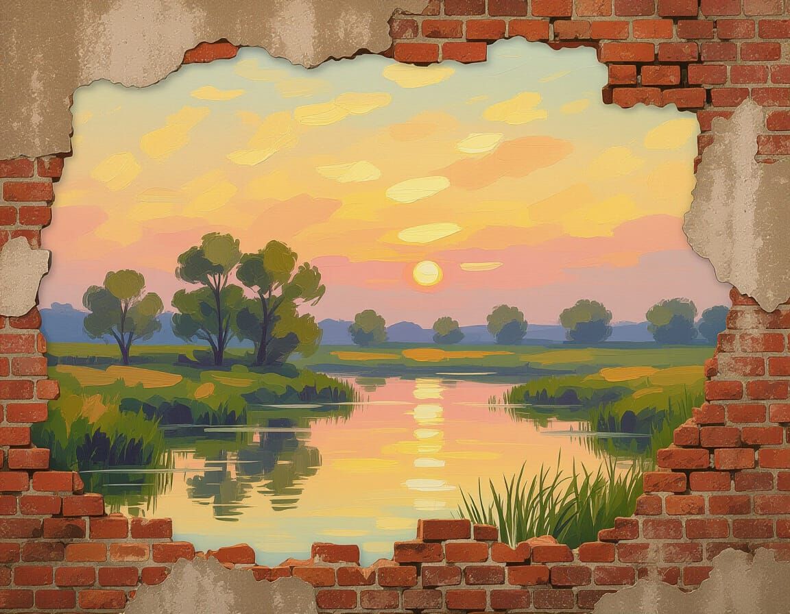 Airbrushed Landscape Mural in Impressionistic Style