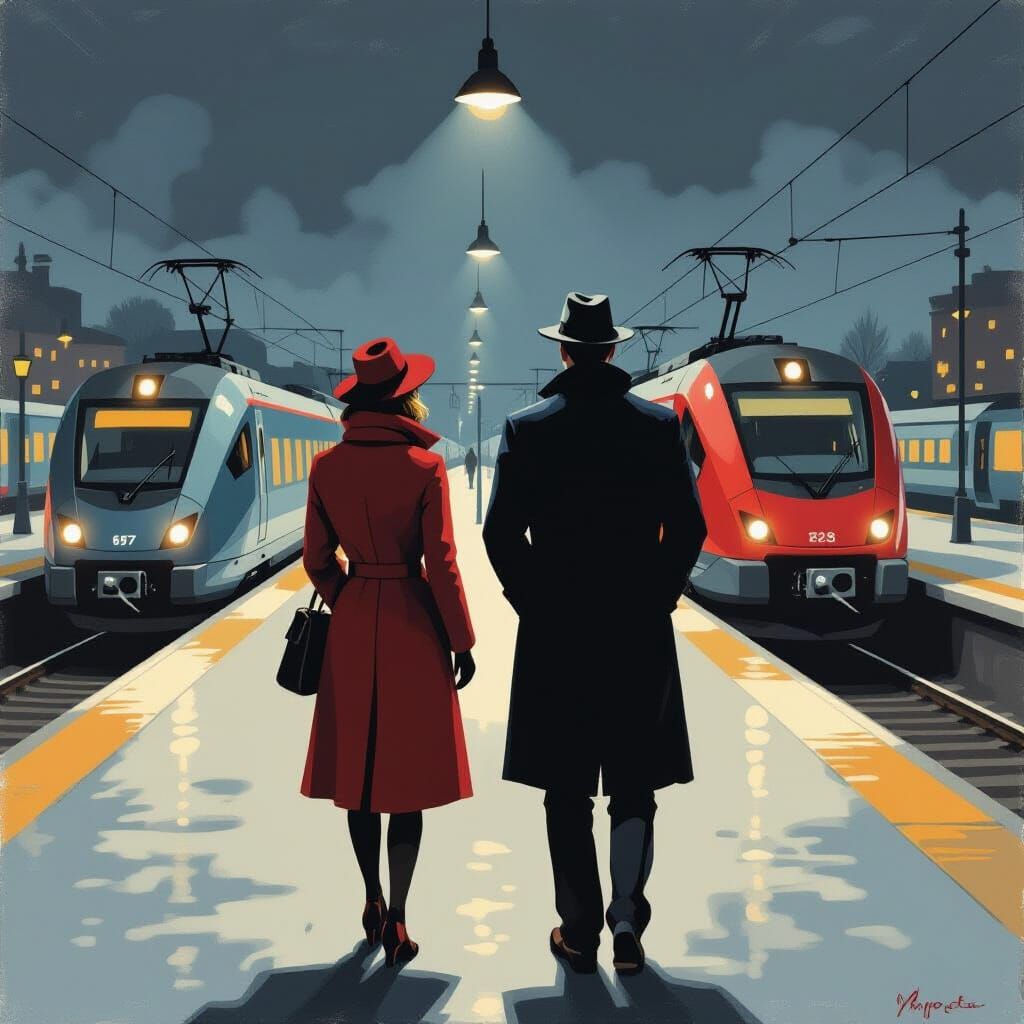 Modern Railway Scene in Style of Edward Hopper